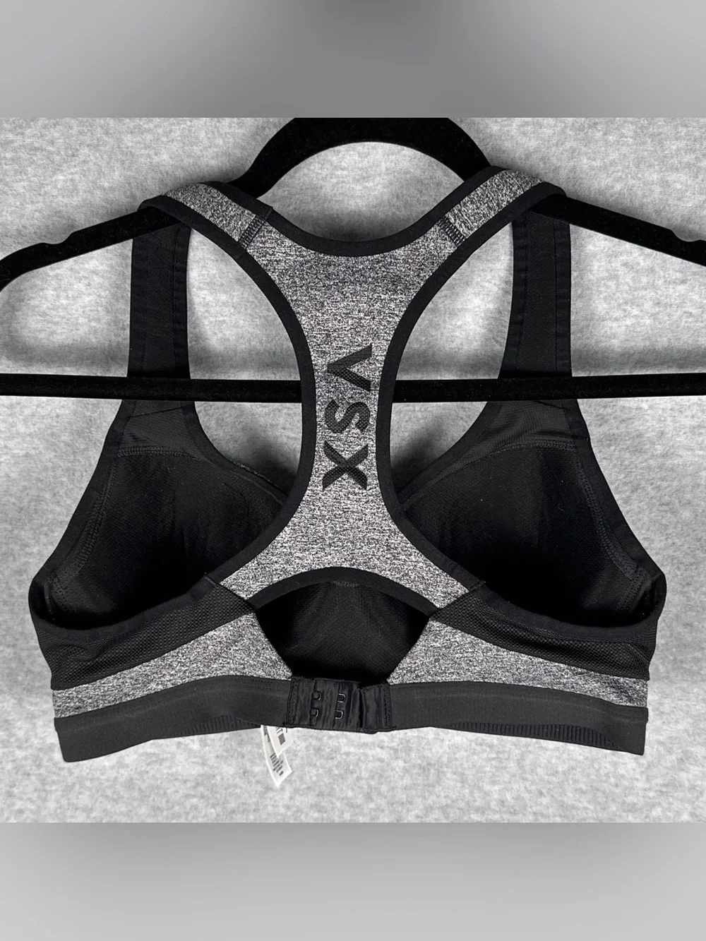 Victoria's Secret VSX Sport Sports Bra 34B Gray Black Racerback Padded